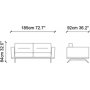 Schiefer 3-Sitzer-Sofa - Grau
