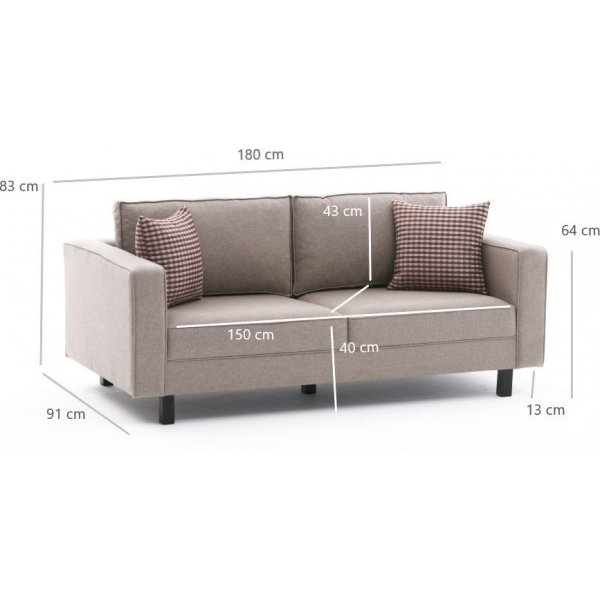 Kale 2-Sitzer-Sofa - Cremeweies Leinen