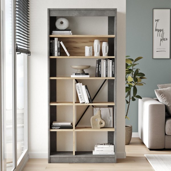 Luvio Bcherregal 19 - Eiche/Silber