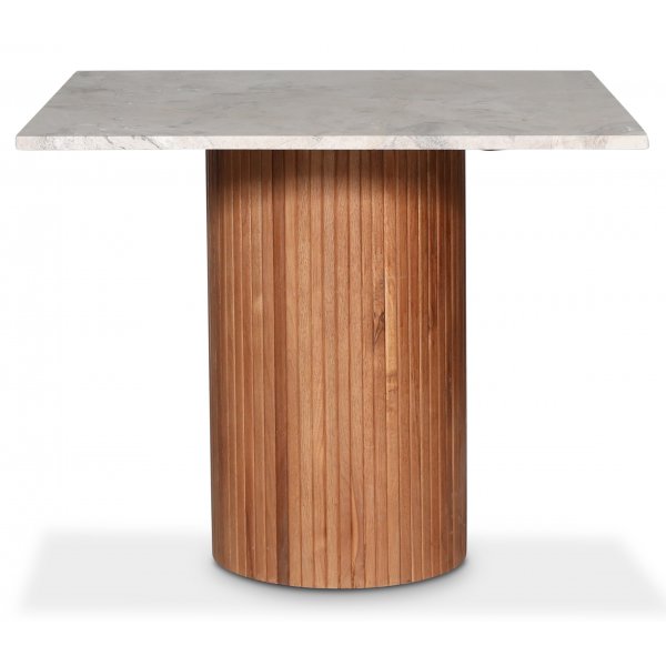 Decibel runder Esstisch 90x90 cm - Nussbaum / Beige Marmor