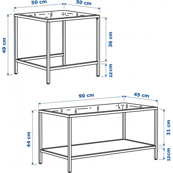 Sevay Arbeitstisch 50/90 x 50/45 cm - Schwarz