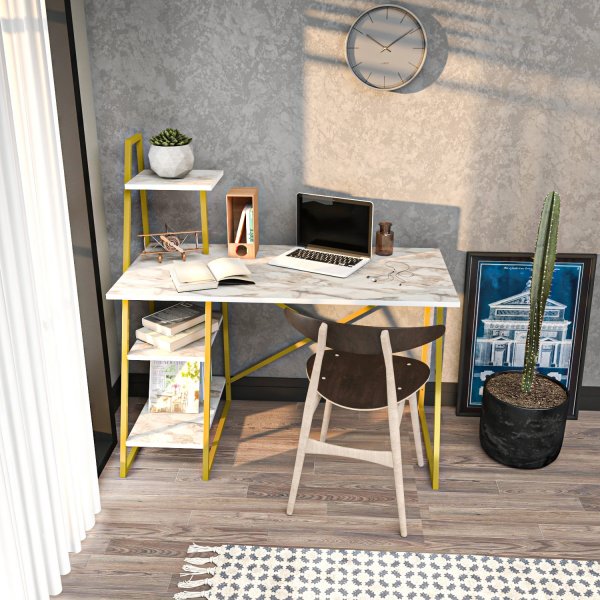 Admira Schreibtisch 120 x 60 cm - Wei/Gold
