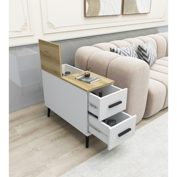 Insel-Beistelltisch - Wei�/Beige