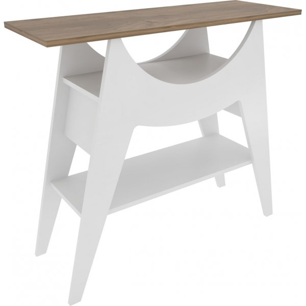 Ese Beistelltisch 100 x 35 cm - Weiß/Walnuss