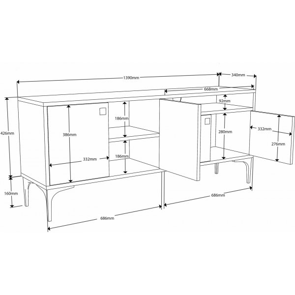 Artemis TV-Stnder - Wei/Eiche