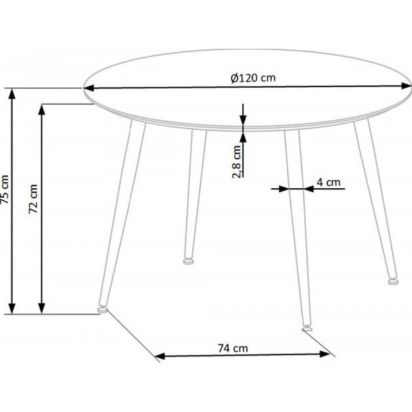 Liam Esstisch 120 cm - Schwarz/Gold