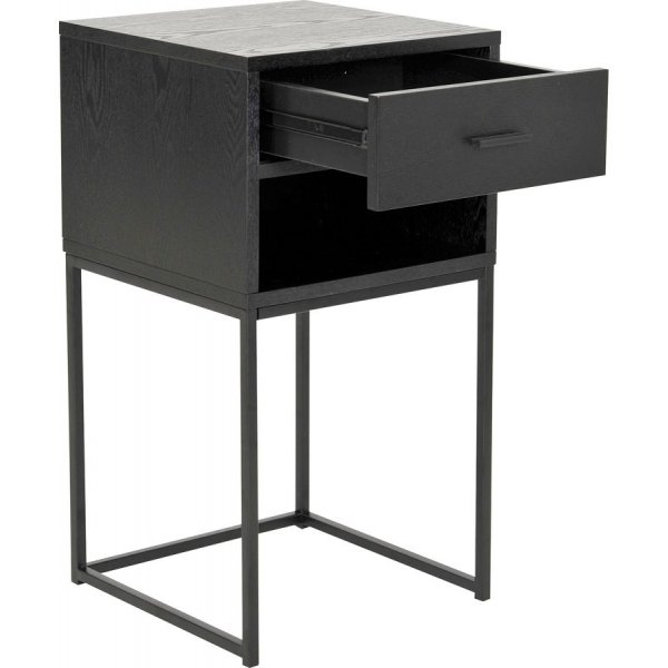 Domino Nachttisch mit Regal - Schwarzes Eschenfurnier Domino Nachttisch mit Regal - Schwarzes Eschenfurnier