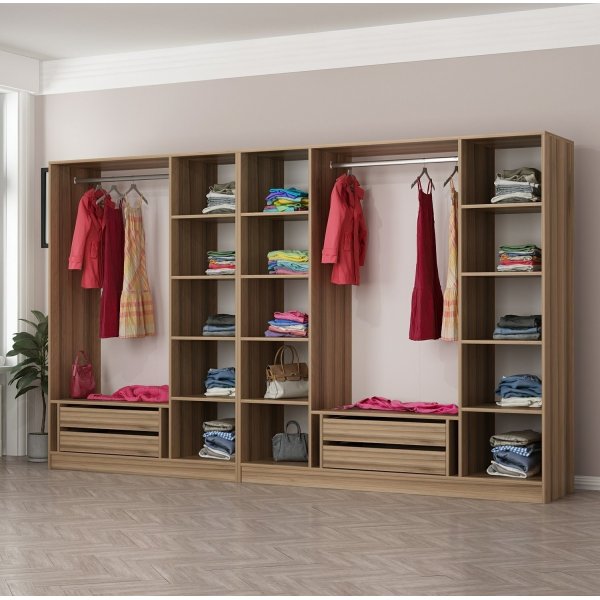 Cavolo Kleiderschrank 315x52x210 cm, Variante B - Braun