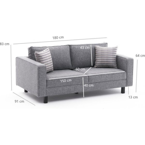 Kale 2-Sitzer-Sofa - Graues Leinen