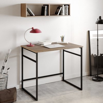 Gama Schreibtisch 90x60 cm - Nussbaum/schwarz