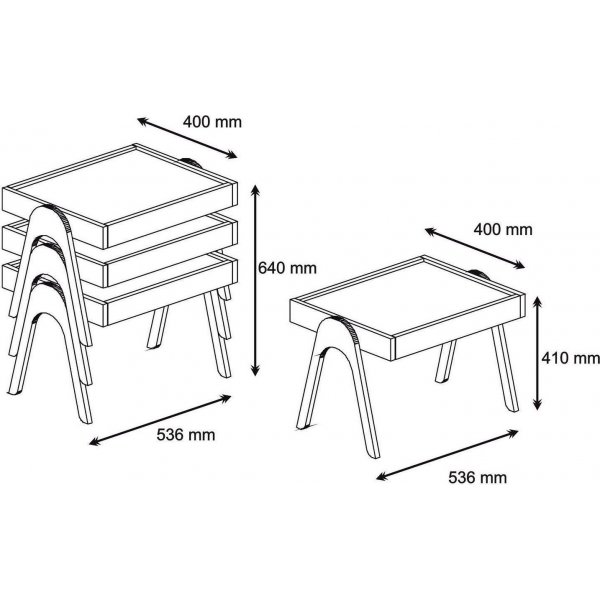 Roma Tisch 53,6 x 40 cm - Nussbaum/wei