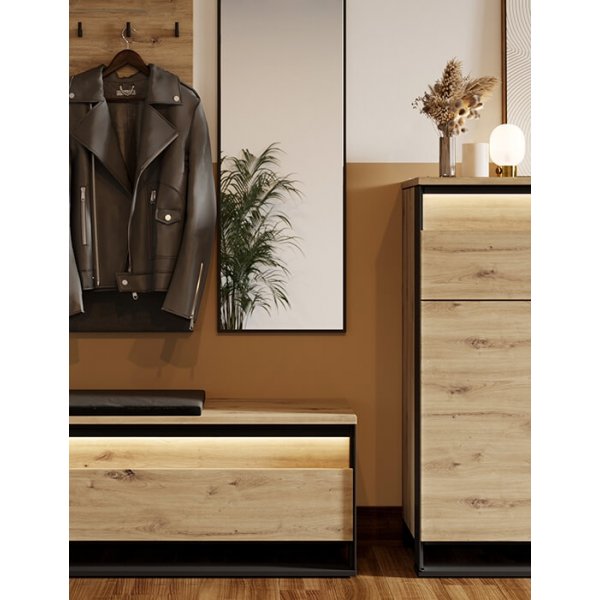 Quant Dielenbank 135 cm - Artisan-Eiche/Schwarz Quant Dielenbank 135 cm - Artisan-Eiche/Schwarz