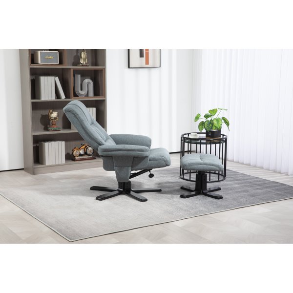 Relaxsessel mit Fuhocker grau - Oslo