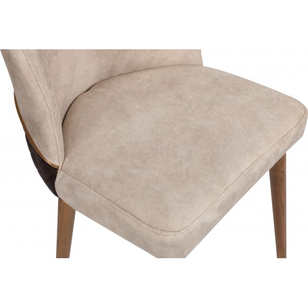 Nova Stuhlset - Cremewei/Walnuss