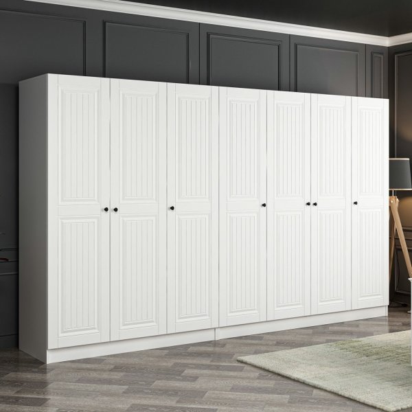 Capeto Kleiderschrank 315x52x210 cm, Variante B - Wei�