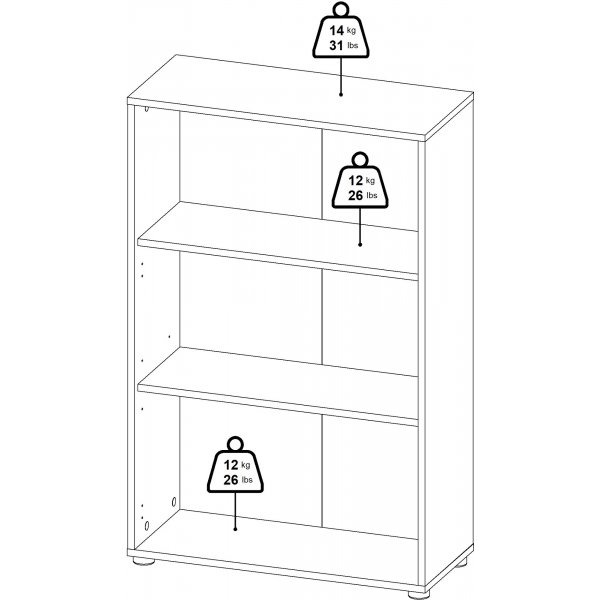Schilder-B�cherregal niedrig - Hickory