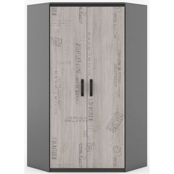 Deena Eck-Kleiderschrank - Graphit/Eiche