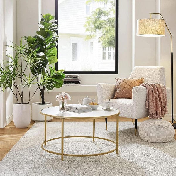 Katarina Couchtisch 84 cm - Wei/Gold