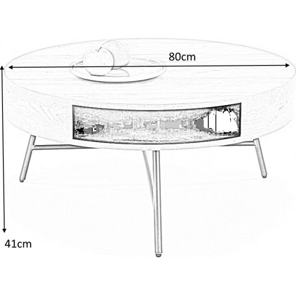 Camila Couchtisch 80 cm - Eiche/Schwarz