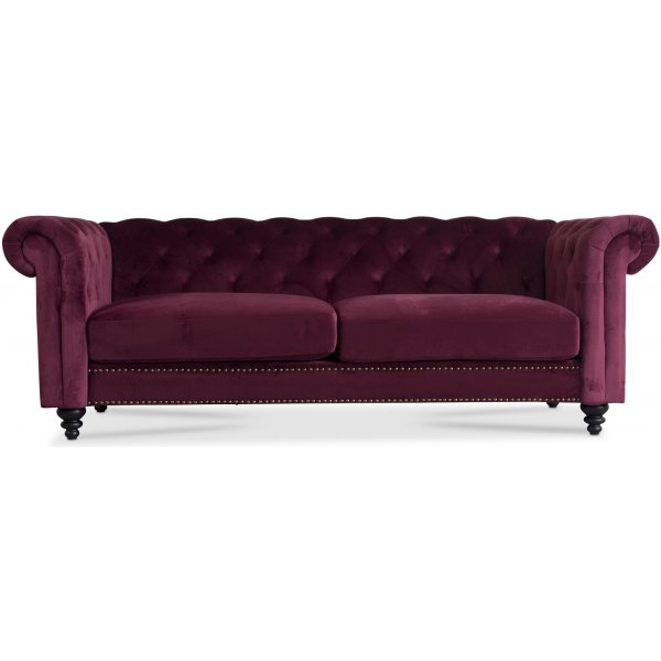 Royal Chesterfield 3-Sitzer Sofa - Bordeaux (Samt)