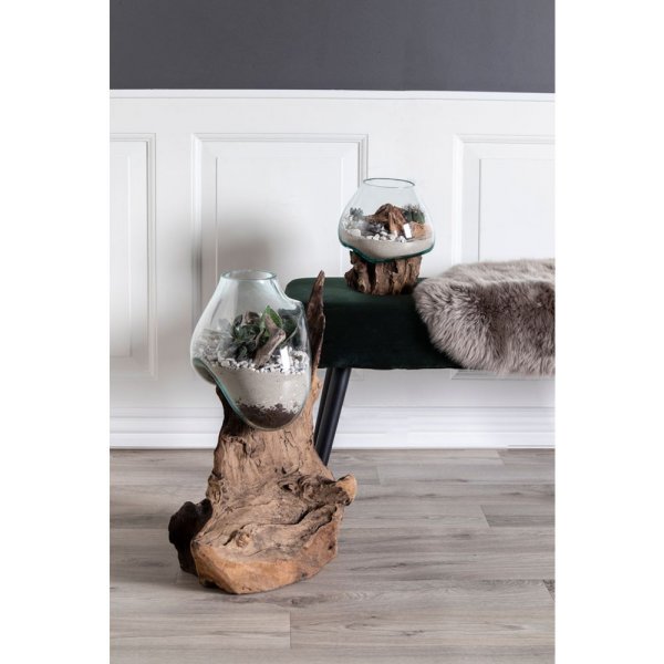 San Marino Wassertropfenvase - Teak/Glas - 50 cm