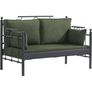 Hampus 2-Sitzer Outdoor-Sofa - Schwarz/Grn + Fleckentferner fr Mbel