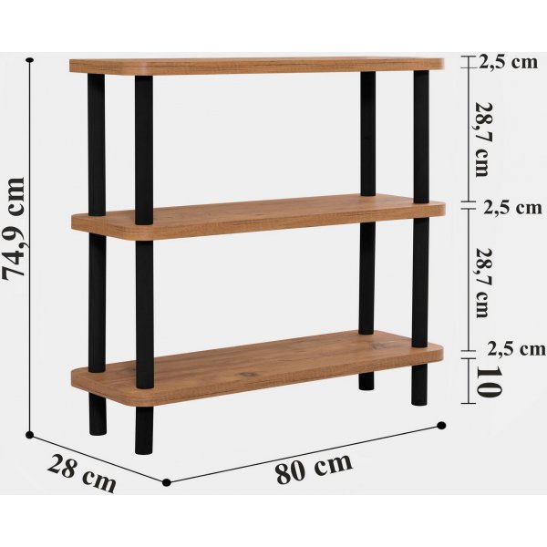 Step-Bücherregal - Schwarz/Kiefer Step-Bücherregal - Schwarz/Kiefer
