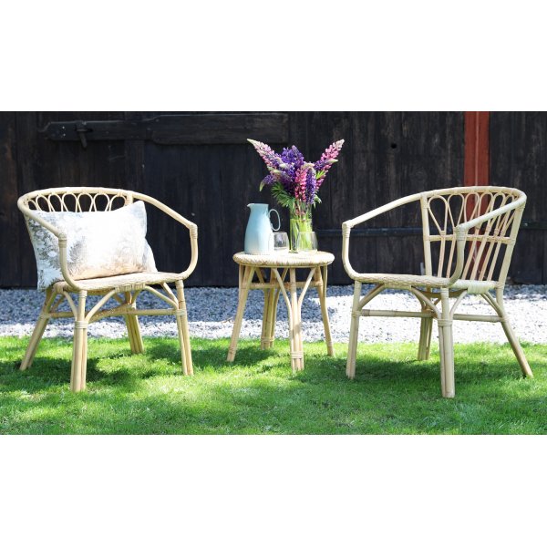 Bali Terrassen Set aus Rattan - Tisch mit 2 Sthlen