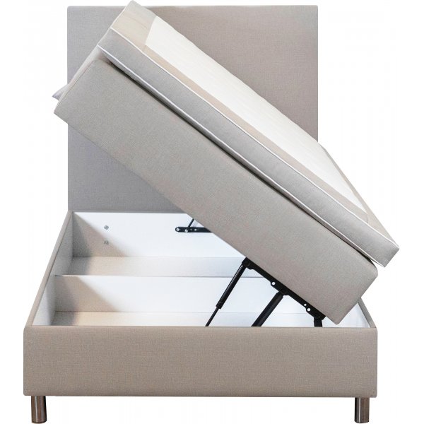 Bett 120x200 cm beige mit Stauraum 5 Zonen Taschenfederkern