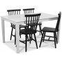 Mellby Essgruppe 140 cm Tisch mit 4 schwarzen Karl Rohrsthlen - Wei / Schwarz