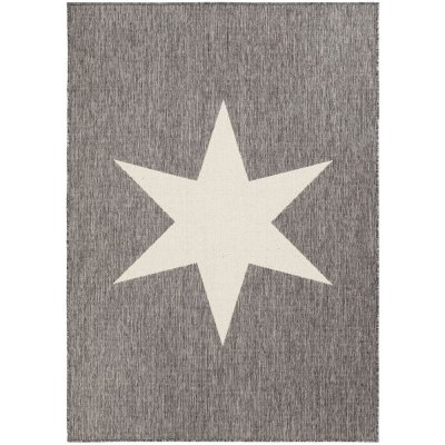 Flachgewebter Teppich Sandby Stjärna - Grau/Weiß