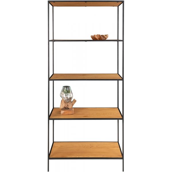 Weies Regal - Schwarz/Eiche-Nachbildung