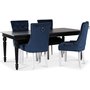 Paris Essgruppe - schwarzer Tisch mit 4 Tuva Decotique Sthlen in blauem Samt