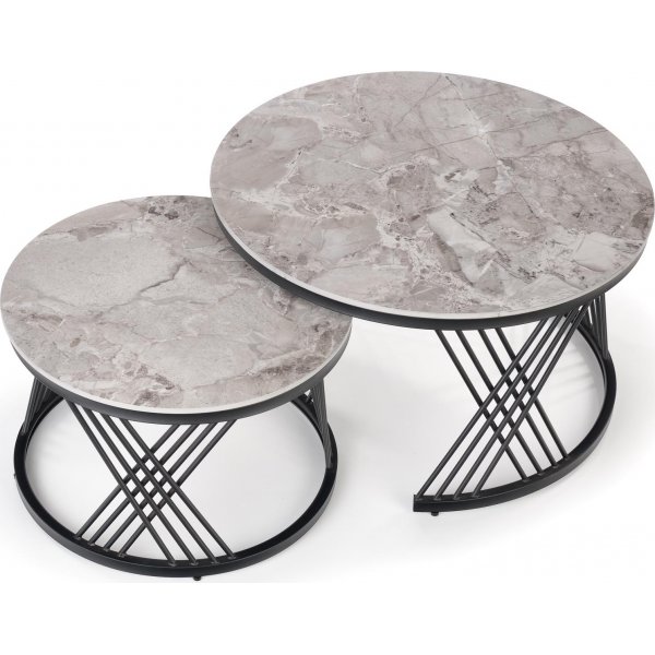 Flamingo Couchtisch 60 cm - Grauer Marmor/Schwarz