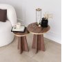 Pilz-Beistelltisch-Set 30/40 cm - Gold/Walnuss