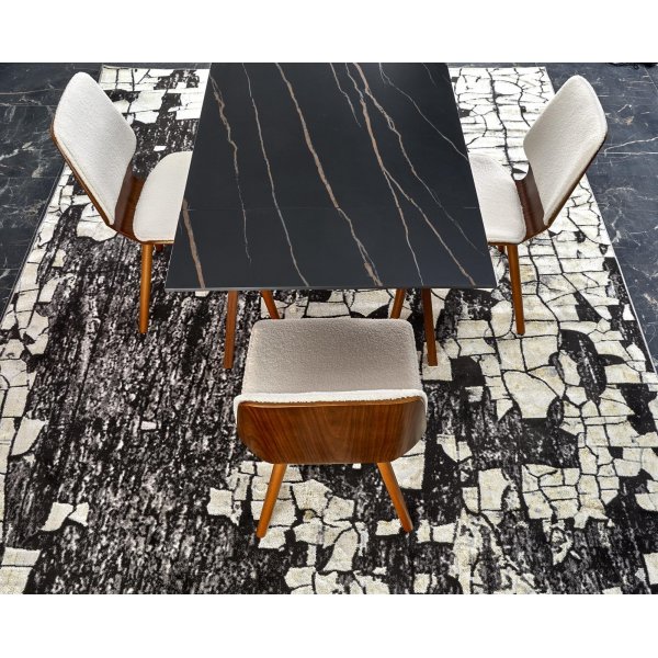 Lozano Esstisch 140-200 x 82 cm - Schwarzer Marmor/Walnuss Lozano Esstisch 140-200 x 82 cm - Schwarzer Marmor/Walnuss