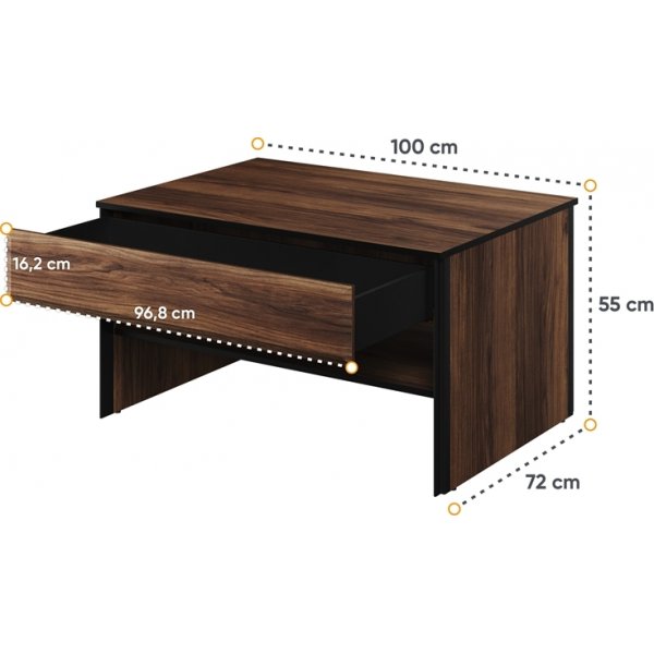 Borga Couchtisch - Catania Eiche/schwarz