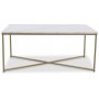 Maryland Couchtisch 110 - weier, echter Marmor / Mattes Messing