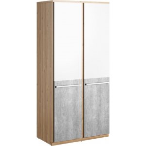 Plano Kleiderschrank 90 cm - Nash Eiche/Wei/Grau