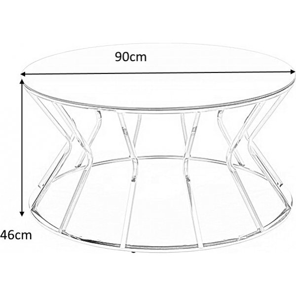 Afina Couchtisch 90 cm - Gold/Spiegelglas