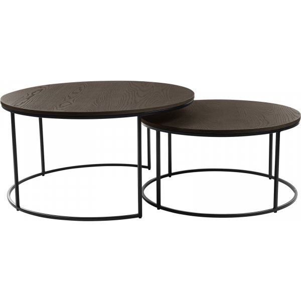 Natalie Couchtisch rund 85 cm - Dunkelbraunes Eichenfurnier