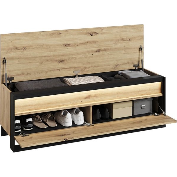 Quant Dielenbank 135 cm - Artisan-Eiche/Schwarz Quant Dielenbank 135 cm - Artisan-Eiche/Schwarz