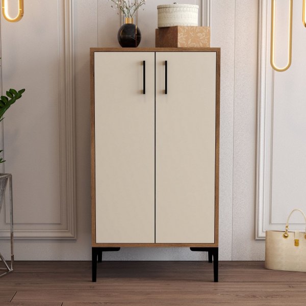 Prager Schuhschrank - Nussbaum/Creme Prager Schuhschrank - Nussbaum/Creme