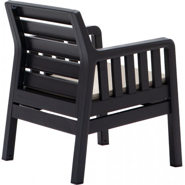 Loungegruppe Lara mit 3-Sitzer-Sofa, 2 Sesseln und Tisch - Anthrazit