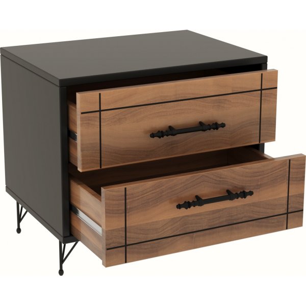 Nachttisch - Walnuss/Schwarz