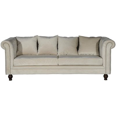 Chesterfield Churchill 3-Sitzer Sofa - Beige Samt + Mbelpflegeset fr Textilien