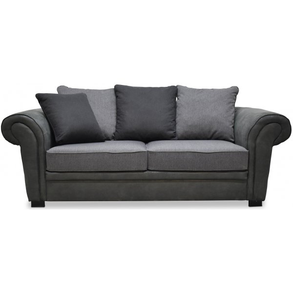 Delux 2-Sitzer-Sofa mit Kissen - Grau/Anthrazit/Vintage + Mbelfe