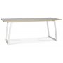 Edge-Essgruppe; Esstisch in weiem HPL 140x90 cm mit 4 weien Tyko-Sthlen mit Rattan
