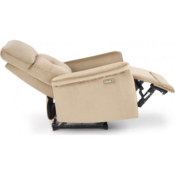 Elektrischer Relaxsessel Semir mit USB - beigefarbener Samt Elektrischer Relaxsessel Semir mit USB - beigefarbener Samt