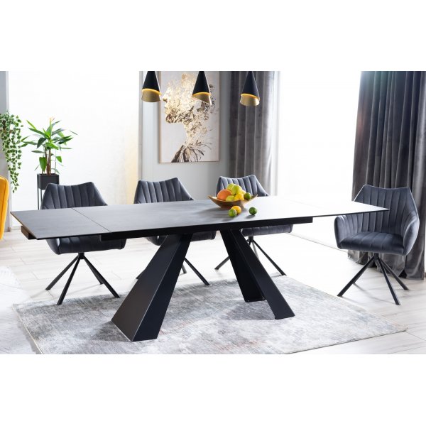 Salvadore Esstisch 120-180 x 80 cm - Grau/Schwarz Salvadore Esstisch 120-180 x 80 cm - Grau/Schwarz